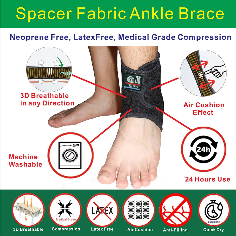 [Australia] - IRUFA, AN-OS-12,3D Breathable Patented Spacer Fabric Adjustable Athletics Achillies Tendon Ankle Wrap, Plantar Fasciitis, Pain Relief for Sprains, Strains, Arthritis and Torn Tendons Regular 