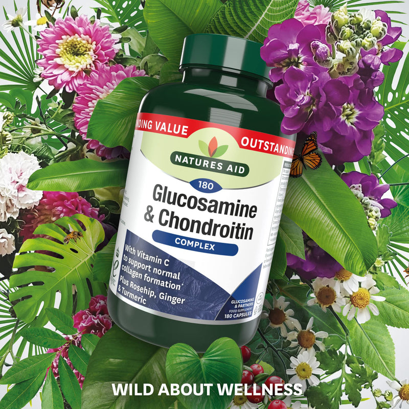 [Australia] - Natures Aid Glucosamine and Chondroitin Complex, with Vitamin C, Rosehip, Ginger and Turmeric, 180 Capsules 