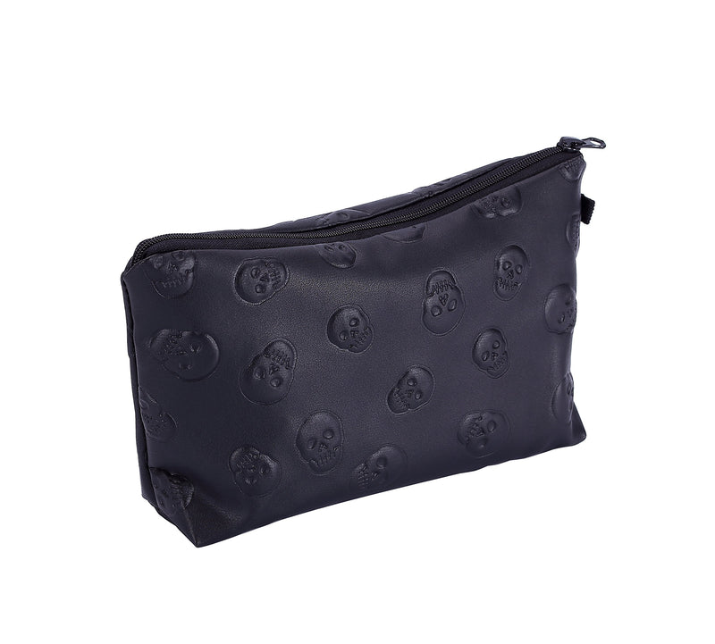 [Australia] - HOYOFO Stylish Makeup Pouch Portable Cosmetic Bag Purse, Black Skull 