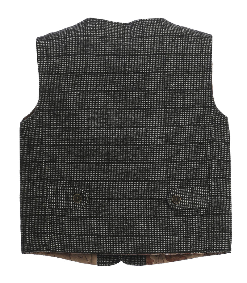[Australia] - Gioberti Kids and Boys 3pc Tweed Vest with Matching Cap and Bow Tie 2T 55 - Charcoal Barleycorn Graph 