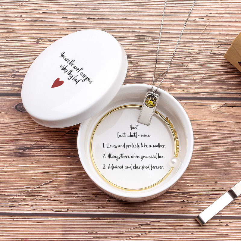 [Australia] - Auntie, from Niece, from Nephew, Aunt Birthday, Aunt Christmas, Best Aunt Ever, Ceramic Jewelry Box, Aunt Definition, Aunt Keepsake Box with Blessing - You are the Aunt that Everyone Wishes They Had Heart 