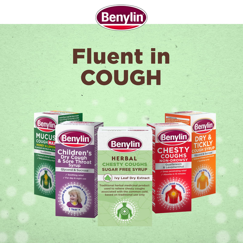 [Australia] - BENYLIN® Herbal Chesty Coughs Sugar Free Syrup.100 ml, Non-Drowsy Herbal Cough Medicine, with Naturally Derived Ivy Leaf Dry Extract 