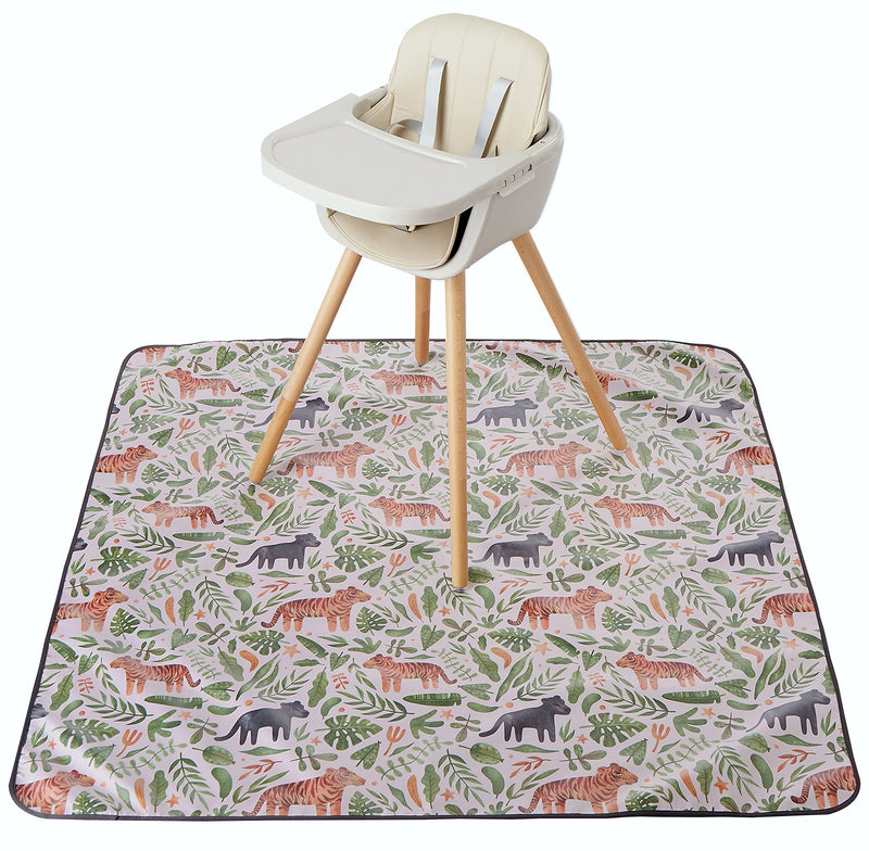 [Australia] - Little Malio Splash Mat for Under Highchair - Large 51” Non Slip Waterproof Washable Splat Mat - for Baby/Toddler High Chair Weaning, Messy Arts Crafts & Play Sessions - Easy Clean (Jungle) 
