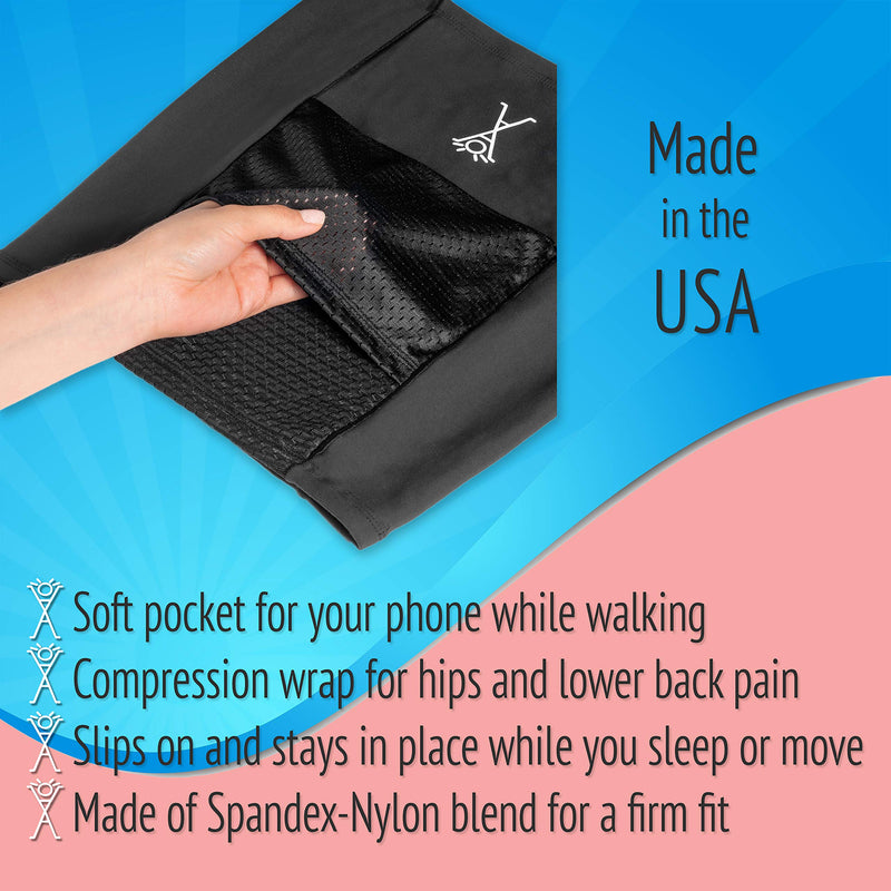 [Australia] - Alki Active Hip Pain Relief Compression Band for Women - Hip Support, Hip Flexor Support, Pain in Hip Area, Hip Joint Pain, Compression Wrap with Pocket (Medium) Medium 