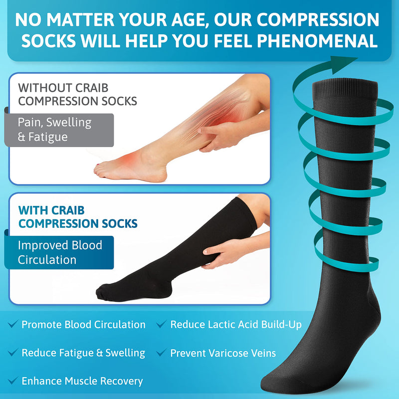 [Australia] - Graduated Compression Knee High Socks for Women & Men With Zipper 20 30 mmhg 2X-Large (1 Pair) 