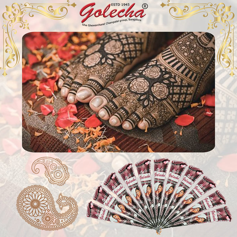 [Australia] - Golecha 12 Pack 100% Natural Ready to Use Henna Paste Hair Color Hair Dye Cones 