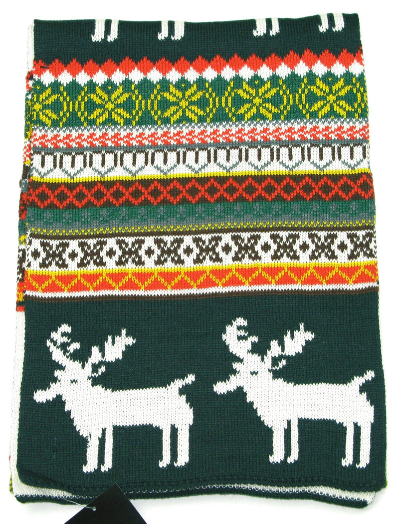[Australia] - Lovarzi Winter Scarf for Women and Men - Reindeer Snowflake Christmas Scarves Green 