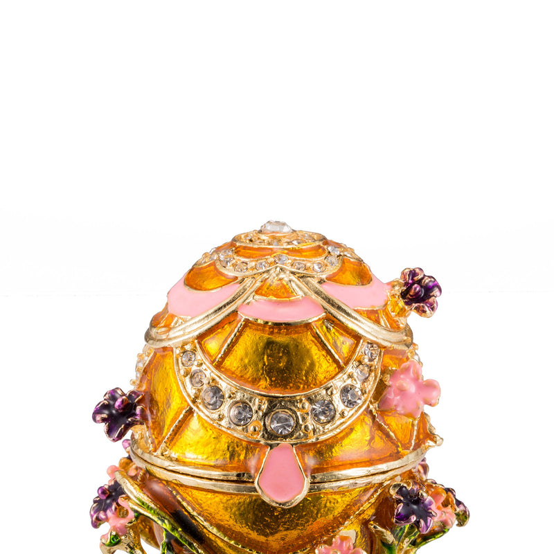 [Australia] - QIFU-Hand Painted Enameled Faberge Egg Style Decorative Hinged Jewelry Trinket Box Unique Gift for Home Decor Yellow 