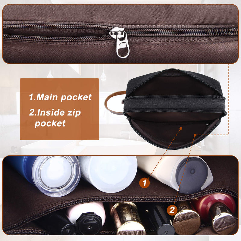 [Australia] - Men's Canvas Travel Toiletry Bag Dopp Kit for Men Shaving Bag Travel Kit Organizer for Toiletries Black 