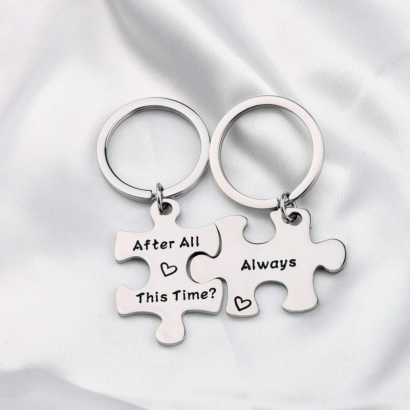 [Australia] - FUSTMW Couple Puzzle Keychain After All This Time and Always Couples Jewelry Best Friend Gift silver 