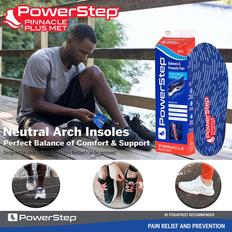 [Australia] - Powerstep Insoles, Pinnacle Plus, Ball of Foot Pain Relief Insole, Metatarsalgia Arch Support Orthotic for Women and Men Men's 5-5.5 / Women's 7-7.5 Red/Blue 