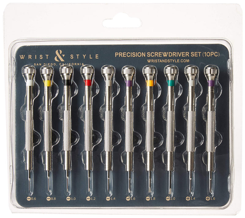 [Australia] - Professional Screwdriver Kit by W&S for Watches, Glasses and Accessories: (10pc Tool Set) - to Adjust, Remove, Replace and Repair - Stainless Steel Professional - 10 Piece 