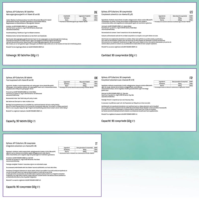 [Australia] - Optimox, ATP Cofactors, with Riboflavin (B2) and Niacin (B3), High Strength, 90 Vegan Tablets, Laboratory Tested, Vegetarian, Gluten-Free, Soy-Free, Non-GMO 