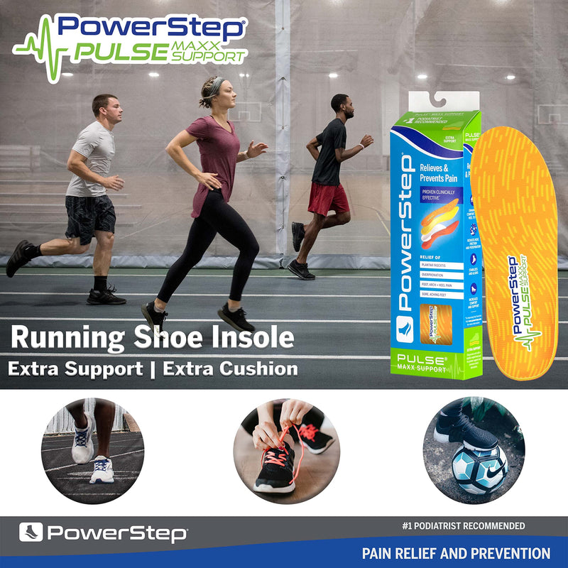 [Australia] - Powerstep Insoles, PULSE Maxx, Over-Pronation Corrective Insole, Running Shoe Insert, Sports Orthotic For Women and Men Orange/Green Men's 6-6.5 / Women's 8-8.5 