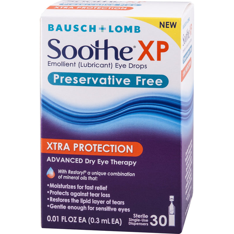 [Australia] - Eye Drops by Bausch & Lomb, Lubricant Relief for Dry Eyes, Soothe XP, Preservative Free, Single Use Dispensers, 0.3 mL, 30 Count 