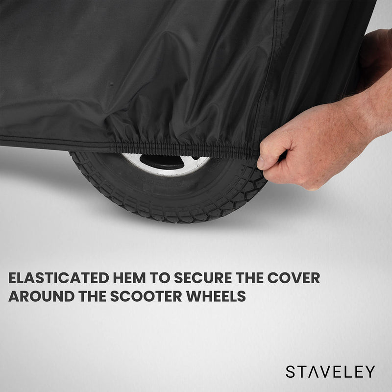 [Australia] - Staveley Large Mobility Scooter Cover | Waterproof and Heavy Duty for Outdoor Storage of Scooters Black 