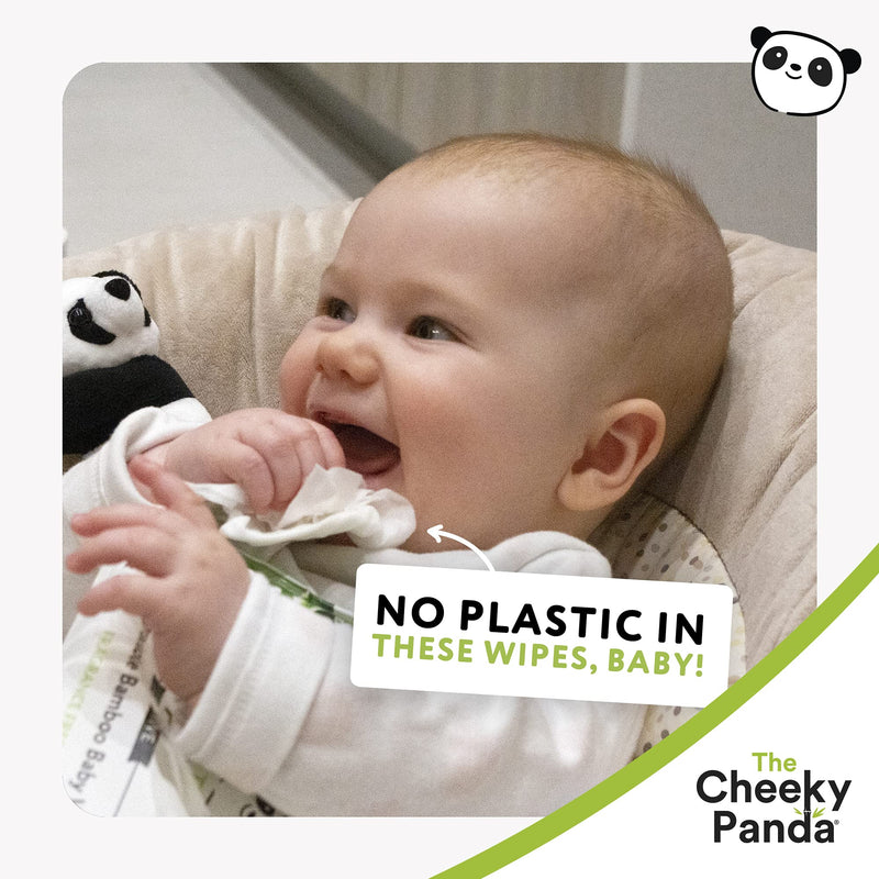 [Australia] - The Cheeky Panda – Bamboo Baby Wipes, Unscented | Pack of 64 Wipes | 100% Biodegradable, Eco-Friendly, Super Soft, Strong & Sustainable 64 Count (Pack of 1) 
