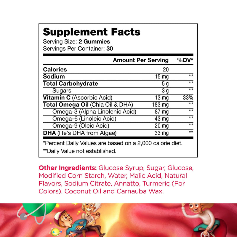 [Australia] - Chapter One Omega Gummies, Chewable Omega 3 Gummies for Kids, Kosher, 60 Flavored Gummies 60 Count (Pack of 1) 