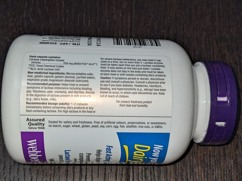 [Australia] - Webber Naturals Lactase Enzyme Extra Strength 140 Capsules 