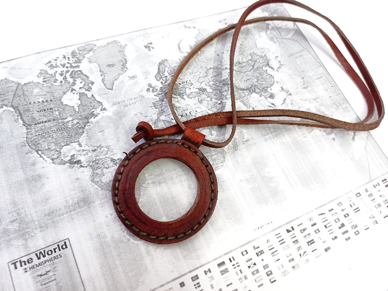 [Australia] - Magnifying Glass Nautical Vintage Leather Strap Necklace Magnifier Pendant 