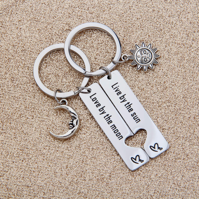 [Australia] - SEIRAA Live by The Sun Love by The Moon Keychain Set of 2 Moon Jewelry Gift for Couple 