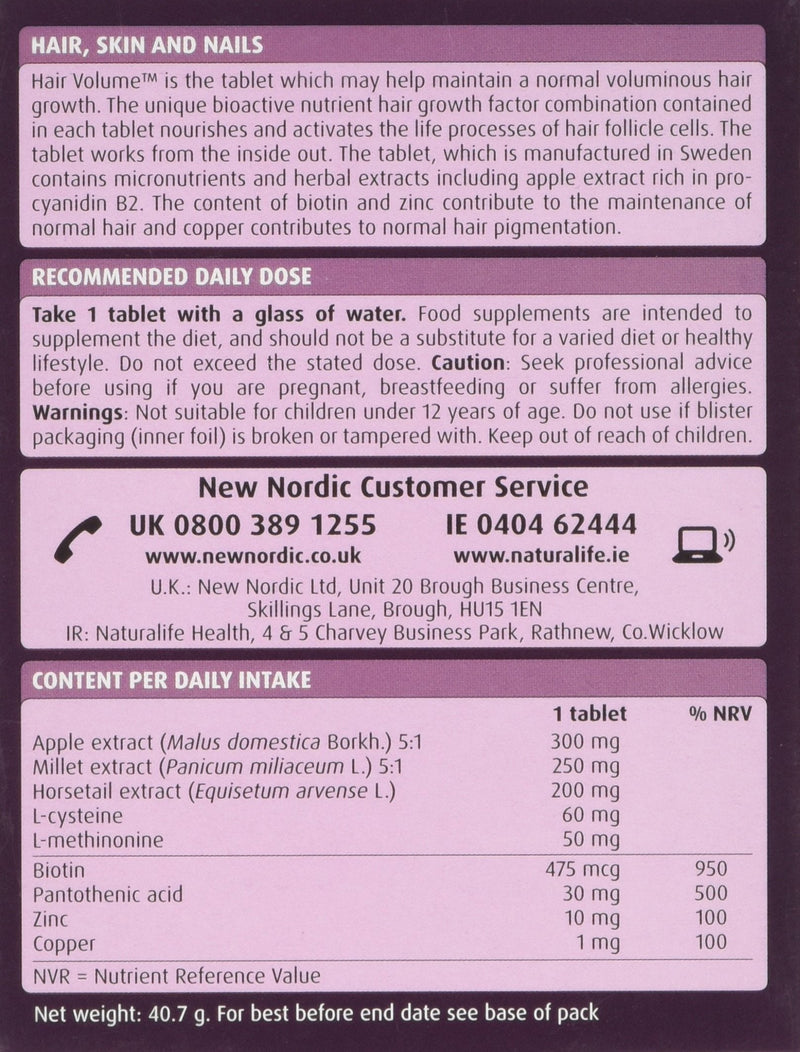 [Australia] - New Nordic Hair Volume 30 Tablets, 120 g NEWHAI3LQ 