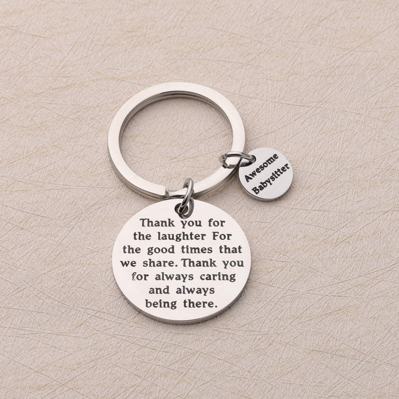 [Australia] - FUSTMW Babysitter Gift Thank You for Always Caring and Always Being There Keychain Appreciation Gift Nanny Thank You Gift silver 