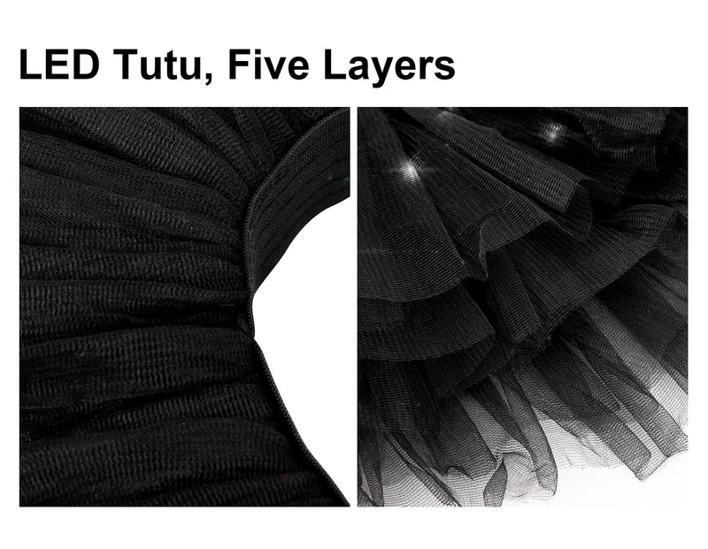 [Australia] - Tutus for Women Women's LED Light Up Neon Tulle Tutu Skirt Black 