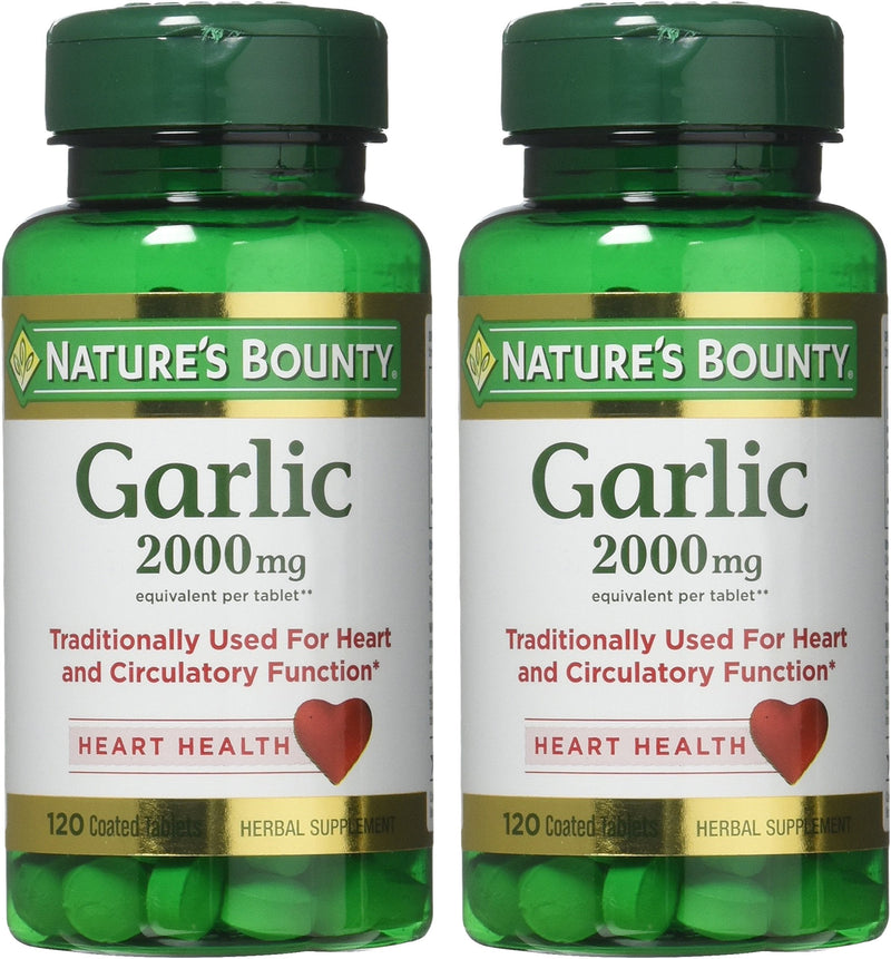 [Australia] - Nature's Bounty Garlic, 2000mg, 120 Coated Tablets (Pack of 2), 2 Bottles Each of 120 Tablets 