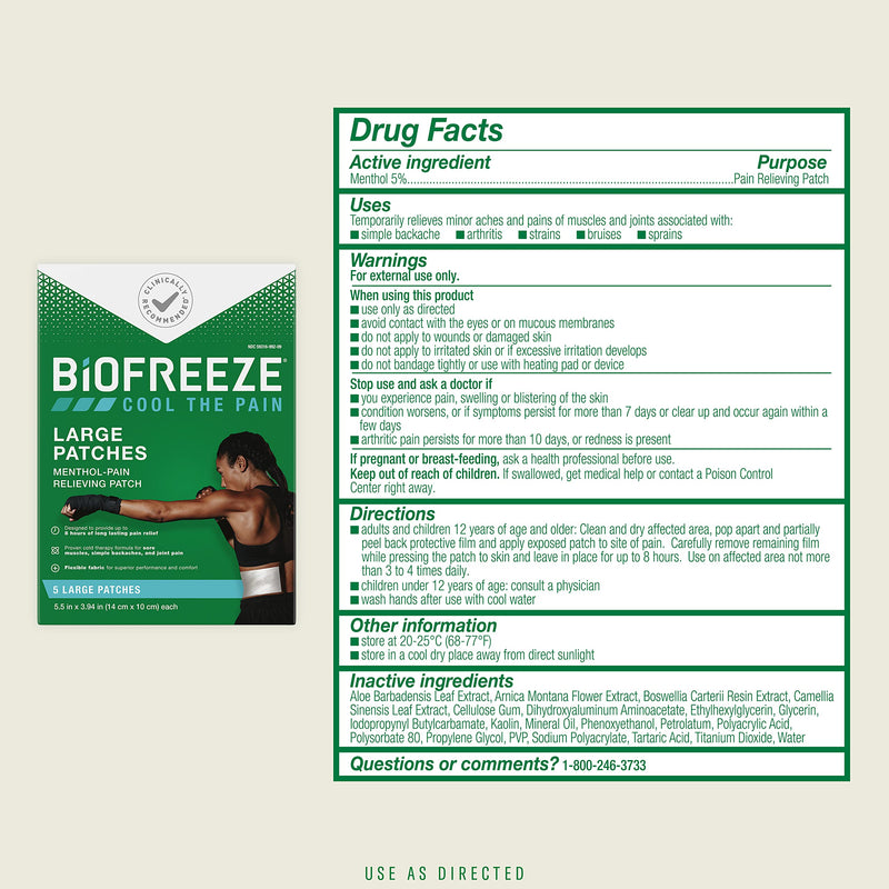 [Australia] - Biofreeze Pain Relief Patch, Large, 5 Patches 