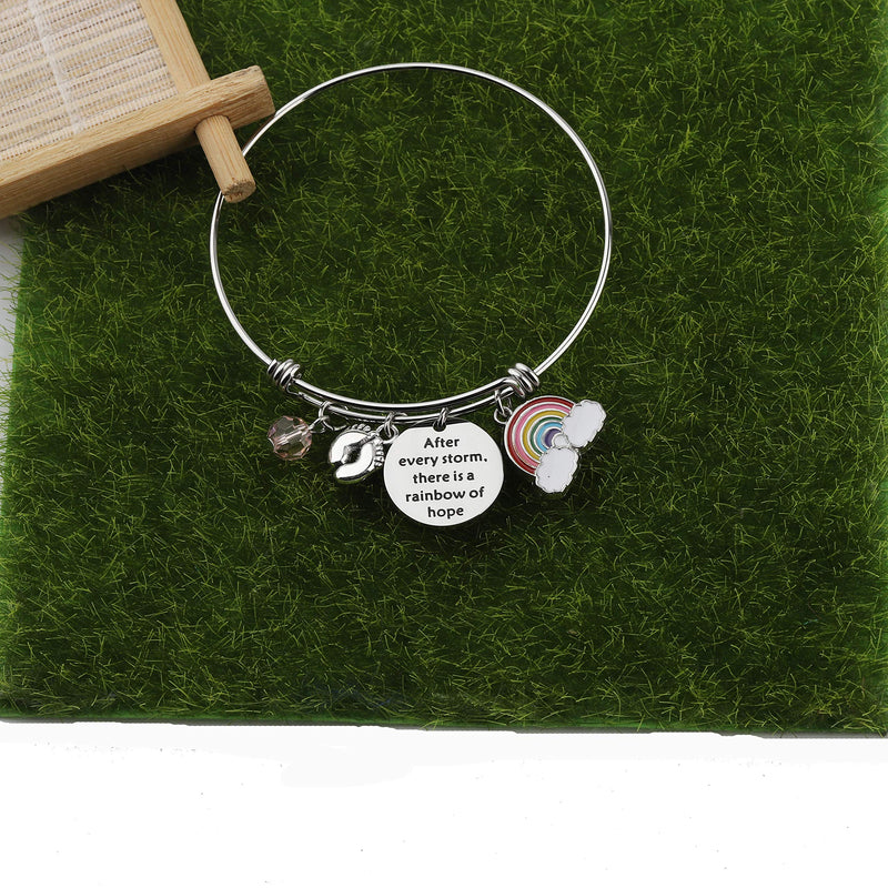 [Australia] - AKTAP Mommy of Rainbow Baby Gift Pregnancy Bracelet After Every Storm There is A Rainbow of Hope Feet Charm Bracelet Baby Loss Mom Miscarriage Jewelry Pregnancy Bracelet 