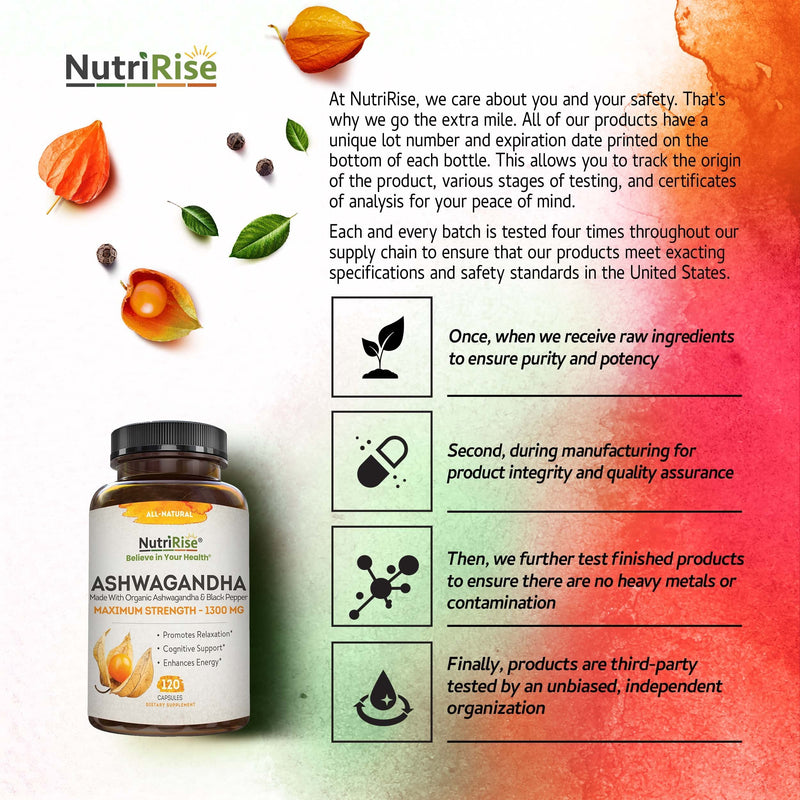 [Australia] - Organic Ashwagandha Capsules - High Potency 1300 mg: Ultimate Natural Sleep Support, Immune Support, Focus, and Energy Supplement with Black Pepper for Wellbeing and Vitality 