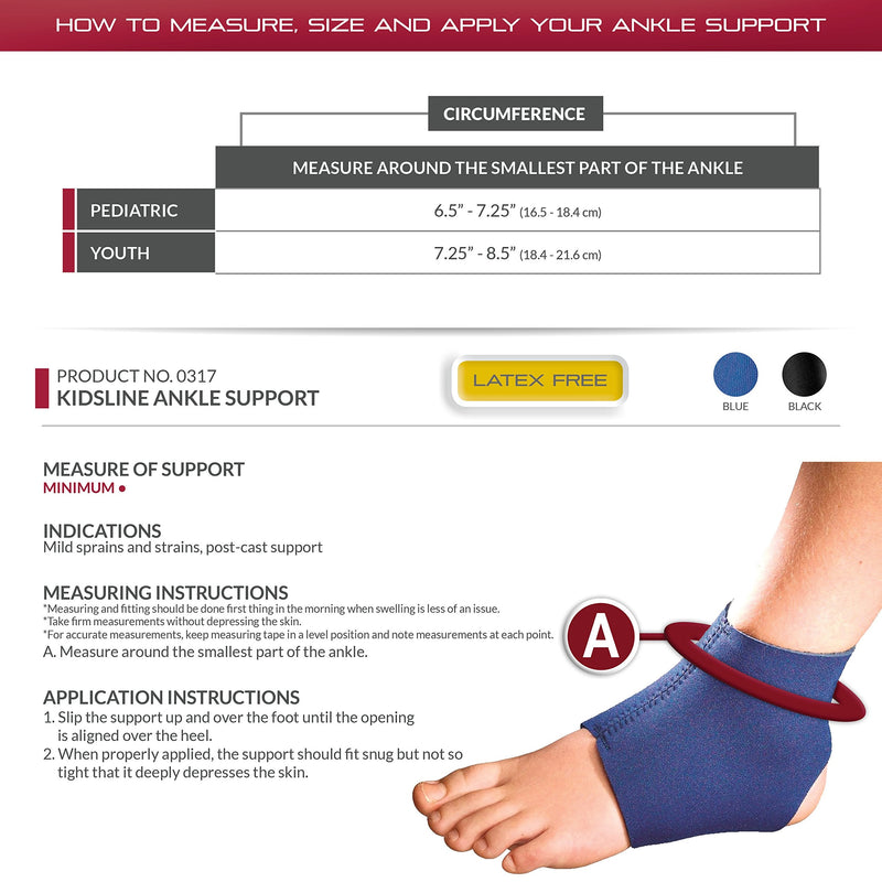 [Australia] - OTC KidsLine Ankle Support, Slip-on Style, Neoprene, Black, Youth 