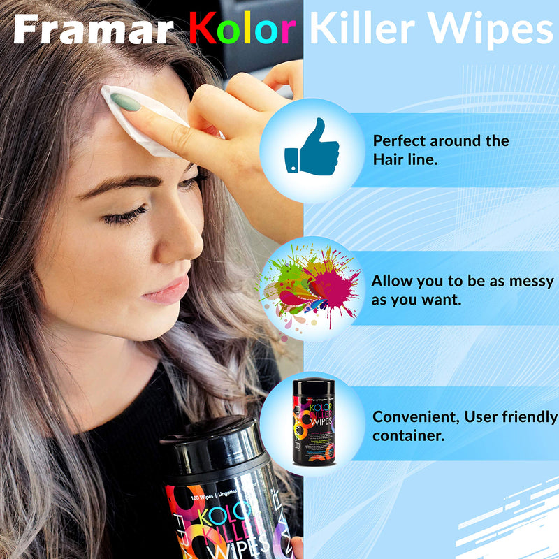 [Australia] - Framar Kolor Killer Wipes – Hair Dye Remover, Hair Color Remover – Wipes Dispenser of 100 