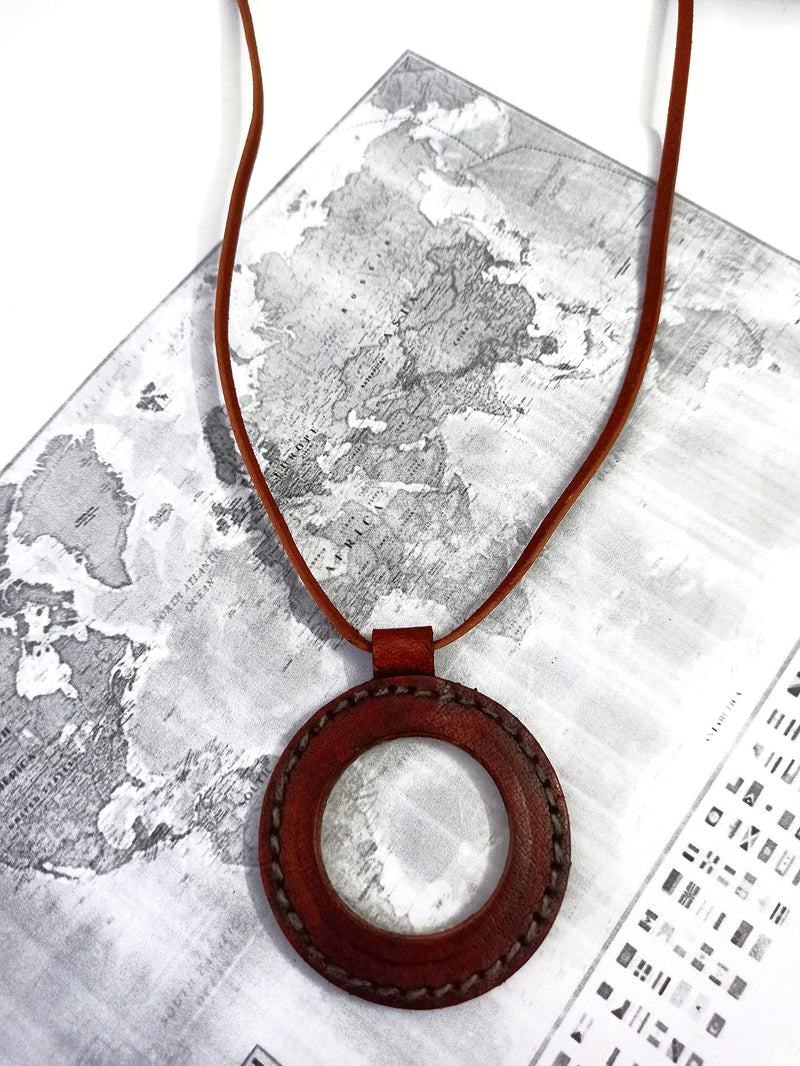 [Australia] - Magnifying Glass Nautical Vintage Leather Strap Necklace Magnifier Pendant 