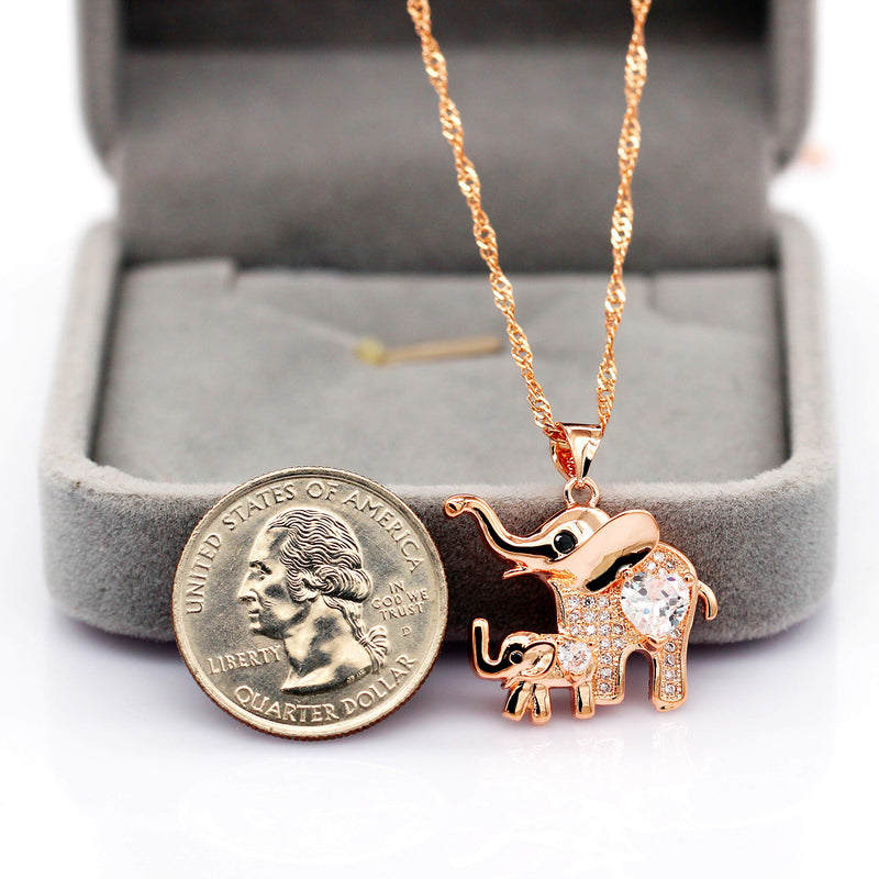 [Australia] - Uloveido Mom Love Baby Elephant Pendant Necklace Fashion Women Good Luck Jewelry Necklace for Mom Daughter Y484 Rosegold 