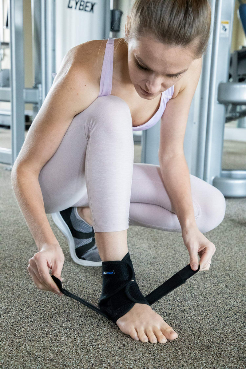 [Australia] - RiptGear Ankle Support Brace for Men and Women - Elasticated Compression Support - Open Heel Foot Adjustable Straps for Recovery Walking Running Sports and Gym Bandage, Achilles Tendon Support (Large) Large/X-Large (Pack of 1) 