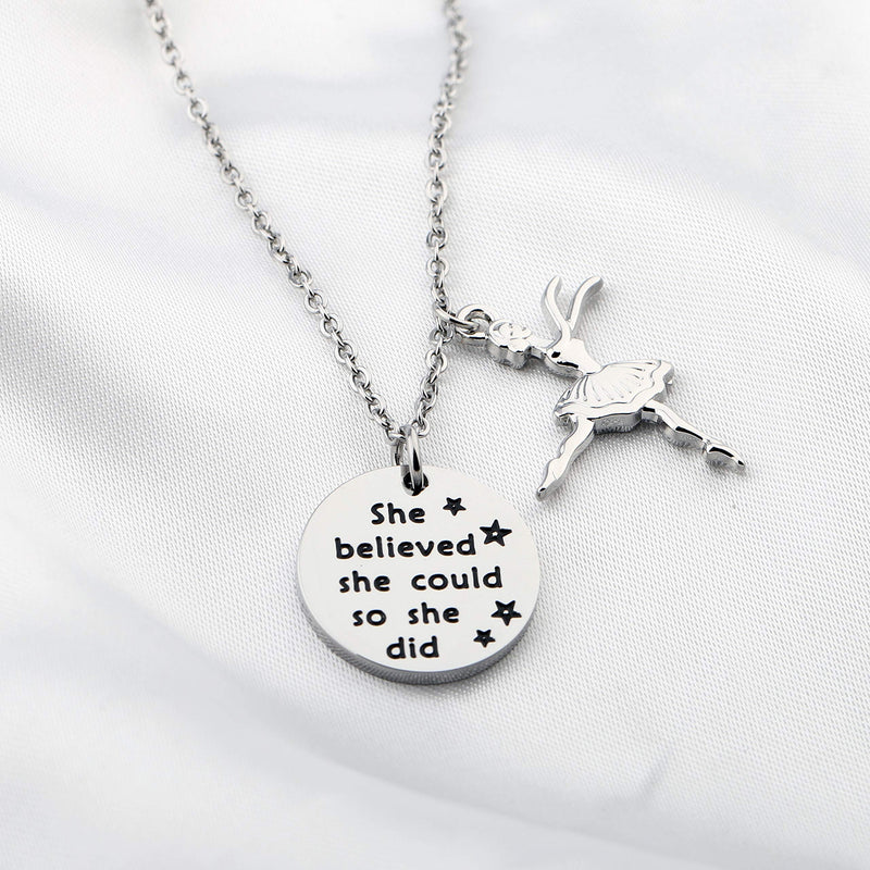 [Australia] - FUSTYLE Dance Necklace She Believed She Could So She Did Inspirational Ballet Dancer Jewelry Dancing Girl Jewelry Recital Gift (She Believed She Could So She Did Necklace 2) 