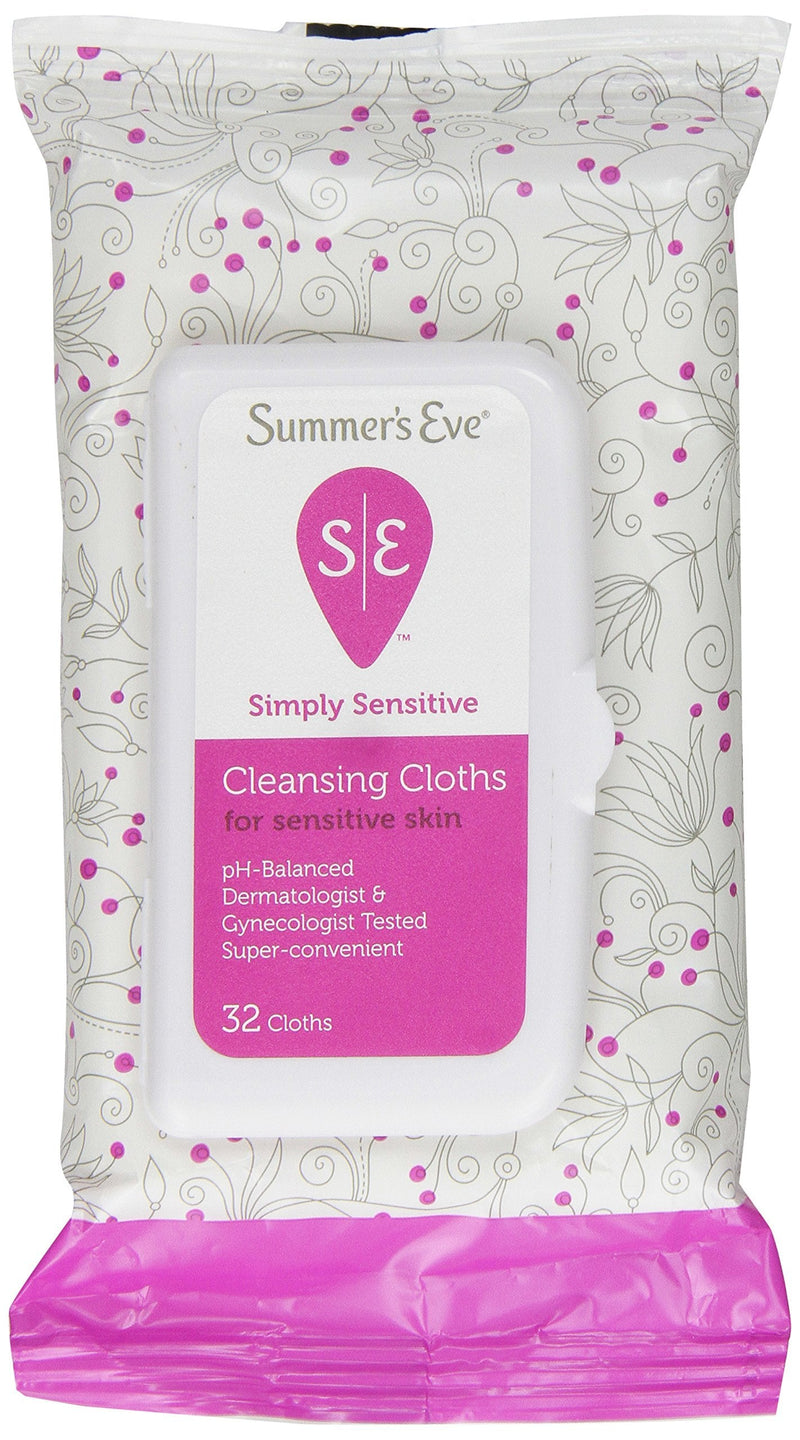 [Australia] - Summer's Eve Cleansing Wash | Simply Sensitive | 15 Ounce | Pack of 3 | pH-Balanced | Dermatologist w/Cleansing Cloths | Simply Sensitive |32 Count | Pack of 4 | pH-Balanced | Dermatologist 