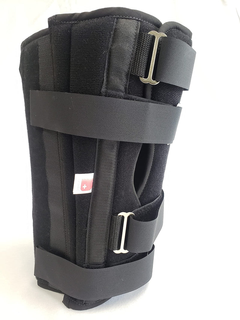 [Australia] - AZMEC Leg Brace Tri-Panel Orthopedic Knee Immobilizer 12" Long Adjustable Knee Splint – Lightweight Universal Leg Brace for Women and Men - Black 