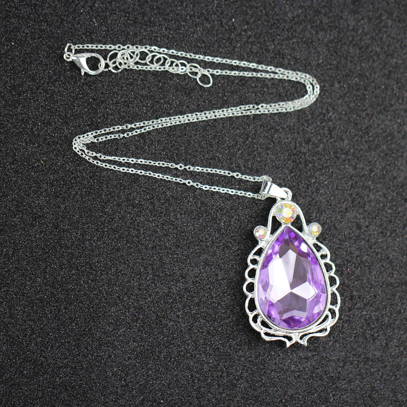 [Australia] - Sofia Necklace Amulet Teardrop Amethyst Pendant Necklace Sofia Princess Costumes Jewelry Girls Necklace Purple 