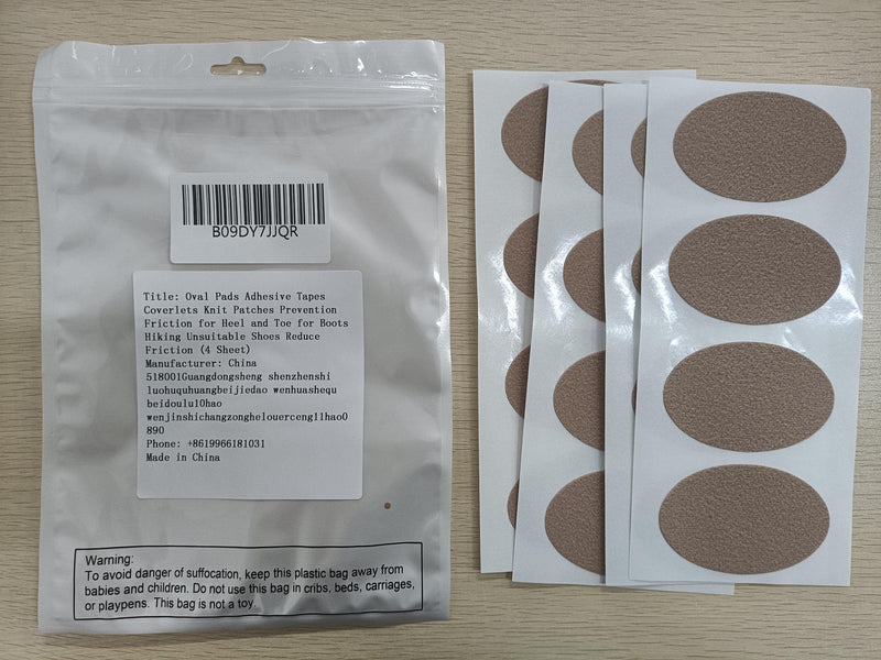 [Australia] - Oval Moleskin Pads 4 Sheets Adhesive Blister Tapes Moleskin Coverlets Knit Mole Skin Patches Blisters Prevention for Heel and Toe for Boots Hiking Unsuitable Shoes Reduce Friction Pain 