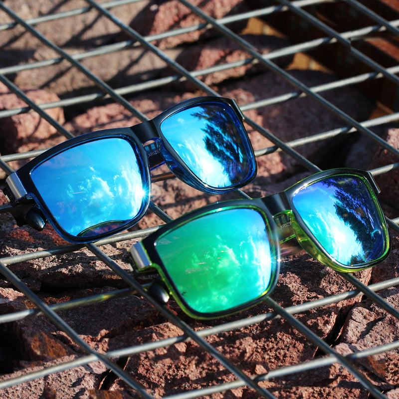 [Australia] - GRFISIA Vintage Polarized Sunglasses for Men and Women Driving Sun glasses 100% UV Protection 2pcs-blue-green 