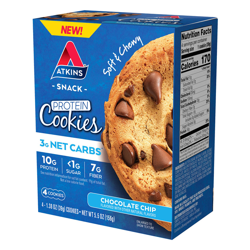 [Australia] - Atkins Protein Cookie Chocolate Chip, 4 Count 1.38 Ounce (Pack of 4) 