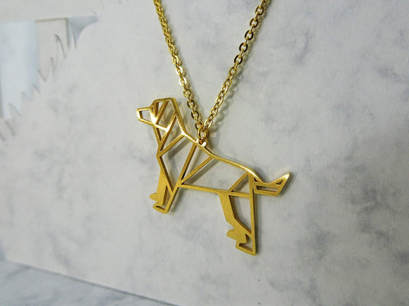 [Australia] - La Menagerie Dog Gold Origami Jewelry & Gold Geometric Necklace – 18 Karat Plated Gold Necklace & Dog Necklaces for Women – Dog Necklace for Girls & Origami Necklace 