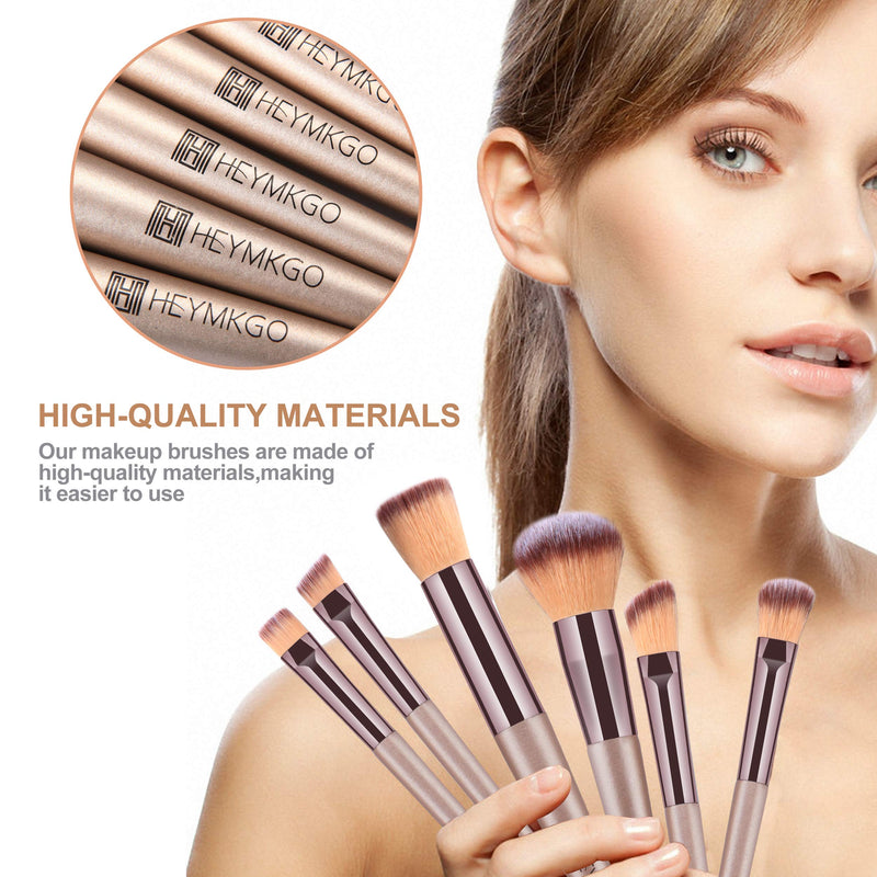 [Australia] - Makeup Brushes HEYMKGO 15PCS Champagne Gold Professional Makeup Brush Sets Foundation Brush Blending Powder Blush Concealers Eye Make Up Brush Set With PU Leather Cosmetics Bag 