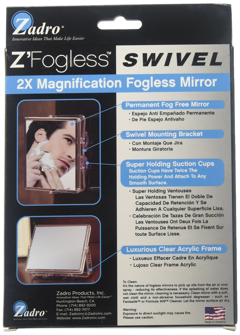 [Australia] - Zadro 2x Mag Z Fogless Swivel Shower Mirror with Dual Suction Cup, 6-Inch 