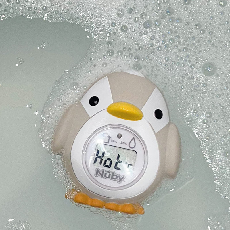 [Australia] - Nuby Penguin Bath & Room Thermometer – Easy to Read Display | BPA-Free| Suitable from 0 Months + (Grey) 