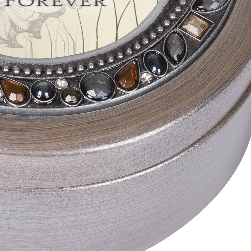 [Australia] - Cottage Garden Friend Today Daughter Forever Brushed Silver Round Jeweled Music Box Plays Tune Wonderful World 