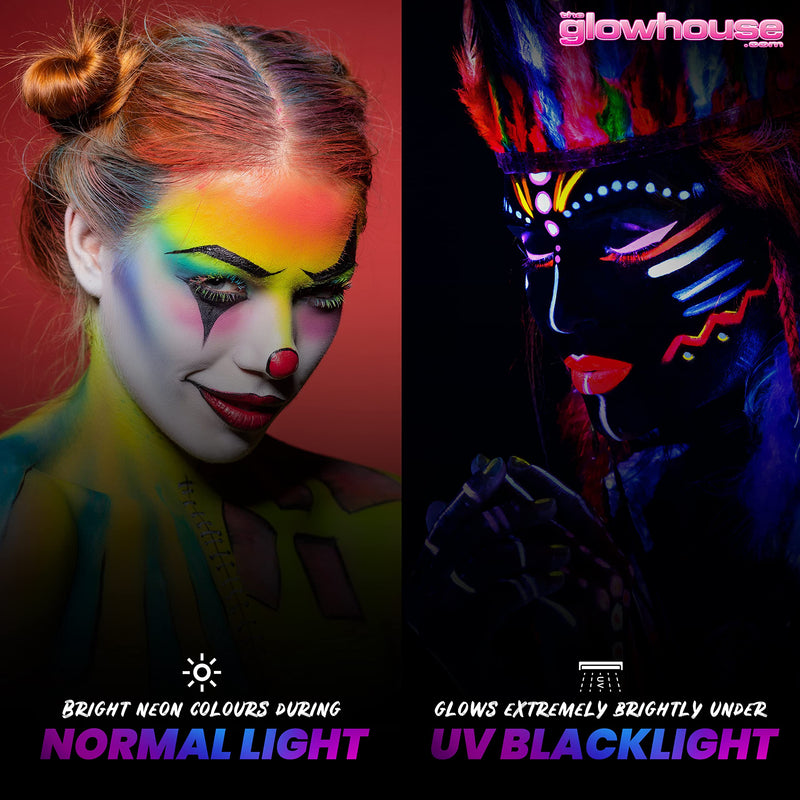 [Australia] - The Glowhouse UV Neon Face Paint and Body Paint Set (Pack of 6) Fluorescent Brightest Glow under UV! 